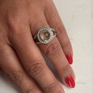 David Yurman Sterling Silver and Morganite with Diamond Ring